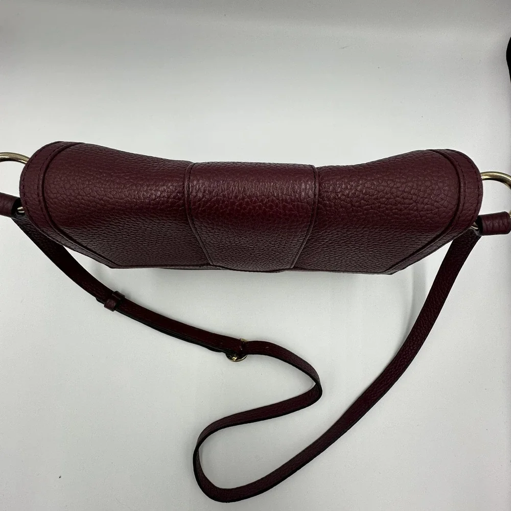 Corder London Emmeline Pebbled Leather Crossbody Bag Dark Cherry Preppy Festival